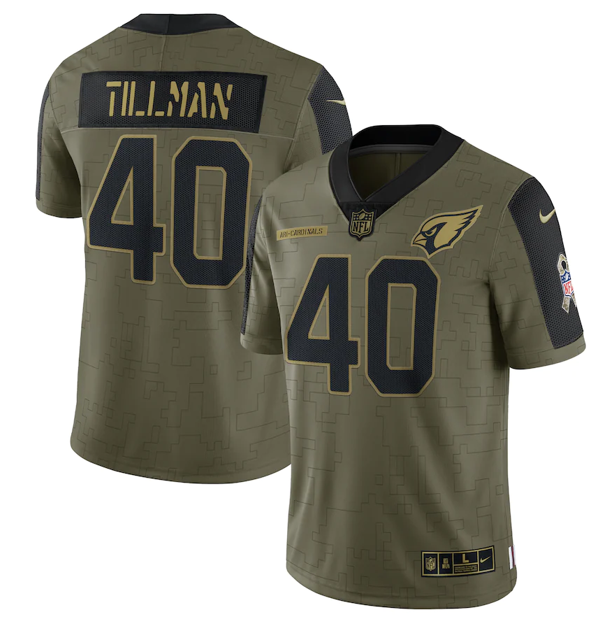 Men's Arizona Cardinals #40 Pat Tillman 2021 Olive Salute To Service Limited Stitched